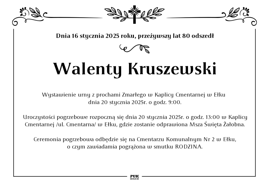 Walenty Kruszewski - nekrolog